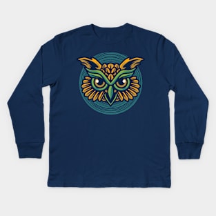 Cute Owl Head Kids Long Sleeve T-Shirt